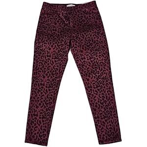 Social Standard by Sanctuary Cheetah Burgundy Ankle Skinny Jeans Women's Sz 8